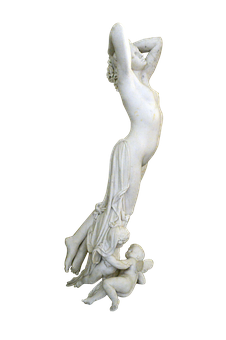 Elegant Marble Statuewith Angel PNG with transparent background