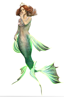 Elegant Mermaid Artwork PNG with transparent background