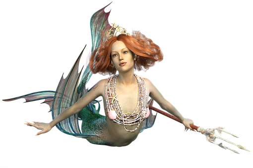 Elegant Mermaid Queen PNG with transparent background