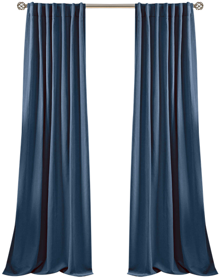 Elegant Navy Blue Curtains PNG with transparent background