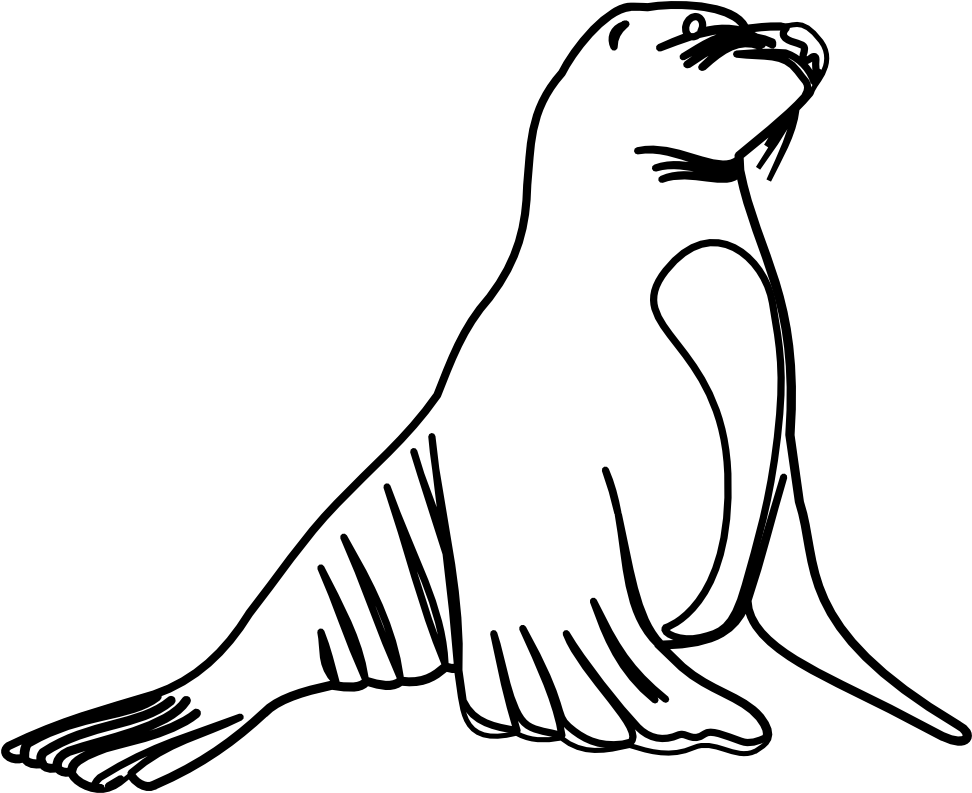 Otter Picture Free Download Black And White Huge Freebie - California Sea Lion Black And White, HD Png Download PNG with transparent background