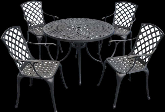 Elegant Outdoor Metal Patio Set PNG with transparent background