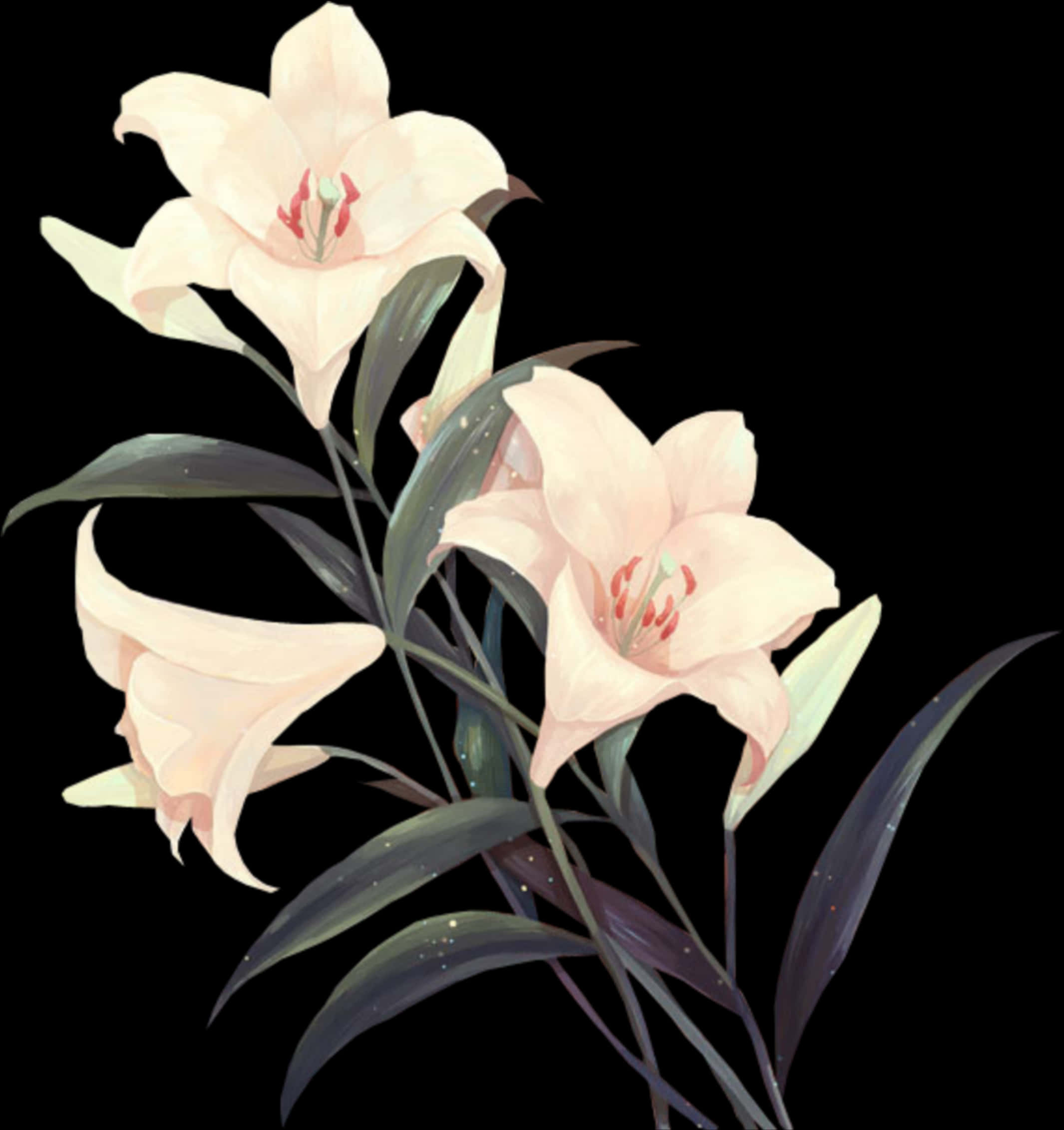 Elegant_ Pale_ Lilies_ Artwork