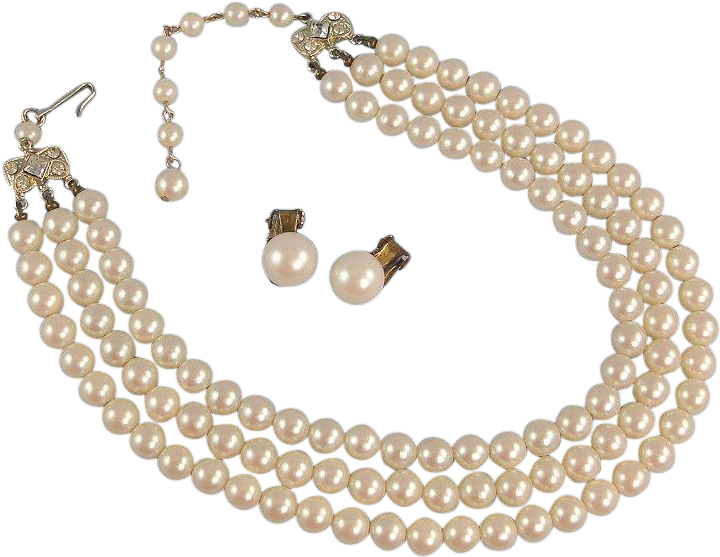 Transparent Pearls Clipart Png - Three Strand Faux Pearl Necklace, Png Download PNG with transparent background