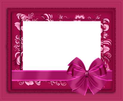Elegant Pink Framewith Bow.jpg PNG with transparent background