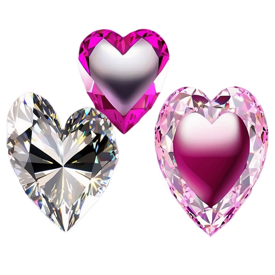 Elegant Pink Heart Diamond Drawing Png 06282024