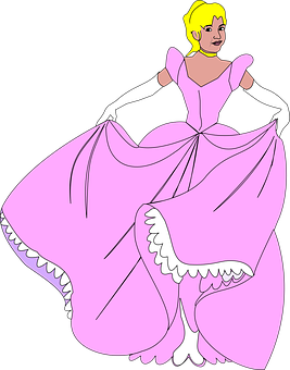 Elegant Pink Princess Cartoon PNG with transparent background