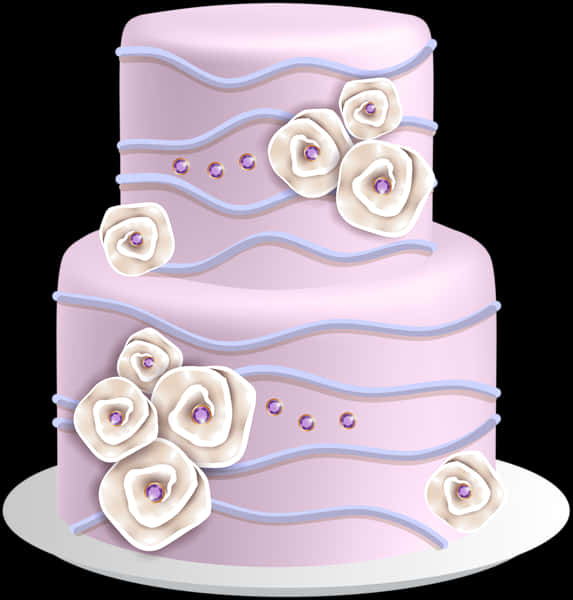 Elegant Pink Rose Cake PNG with transparent background