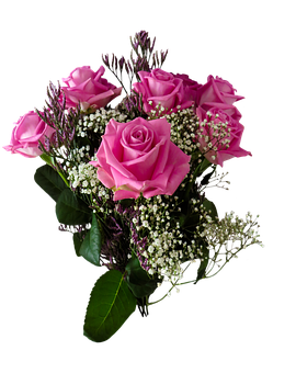 Elegant Pink Roses Bouquet PNG with transparent background