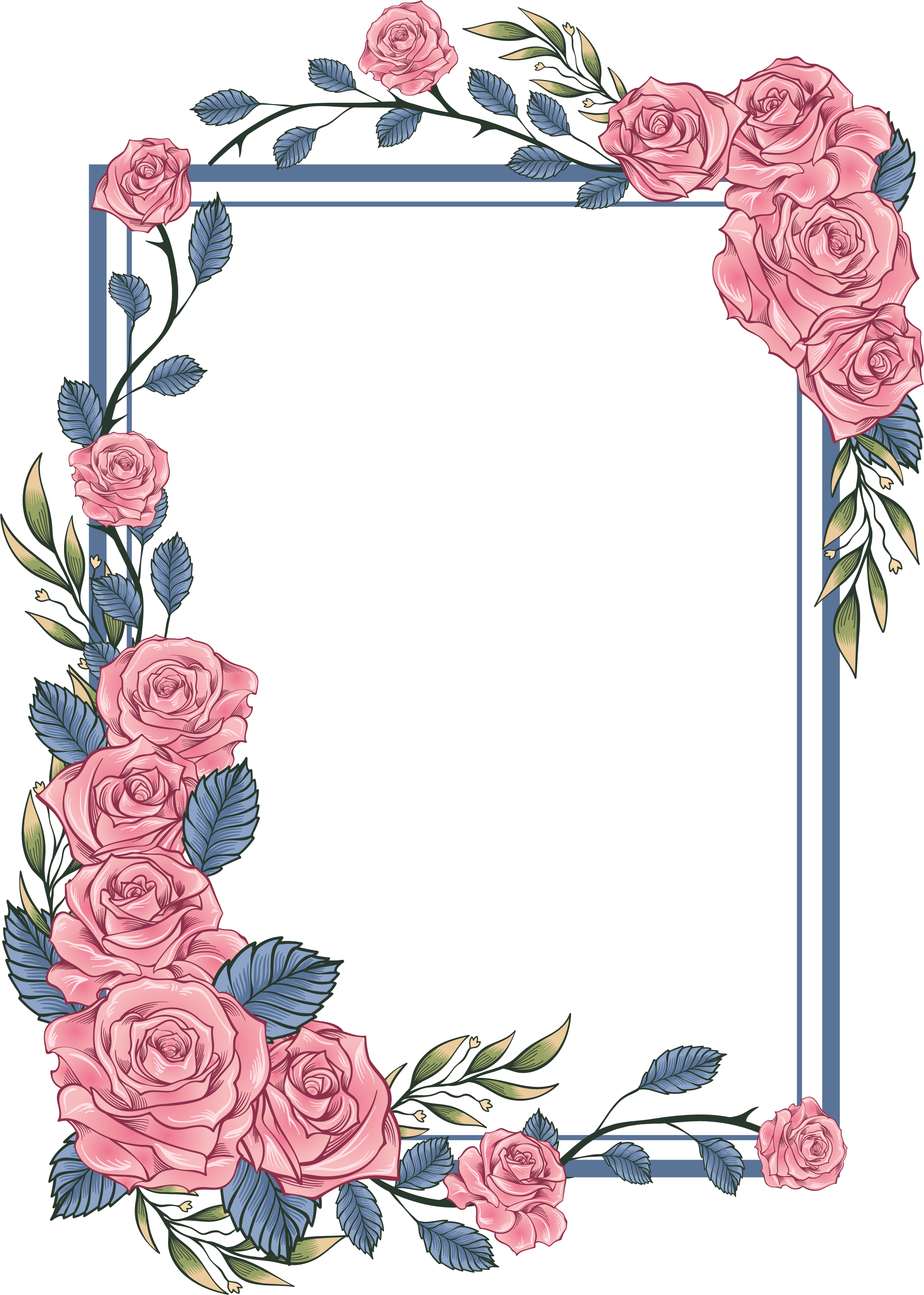 Elegant_ Pink_ Roses_ Floral_ Frame