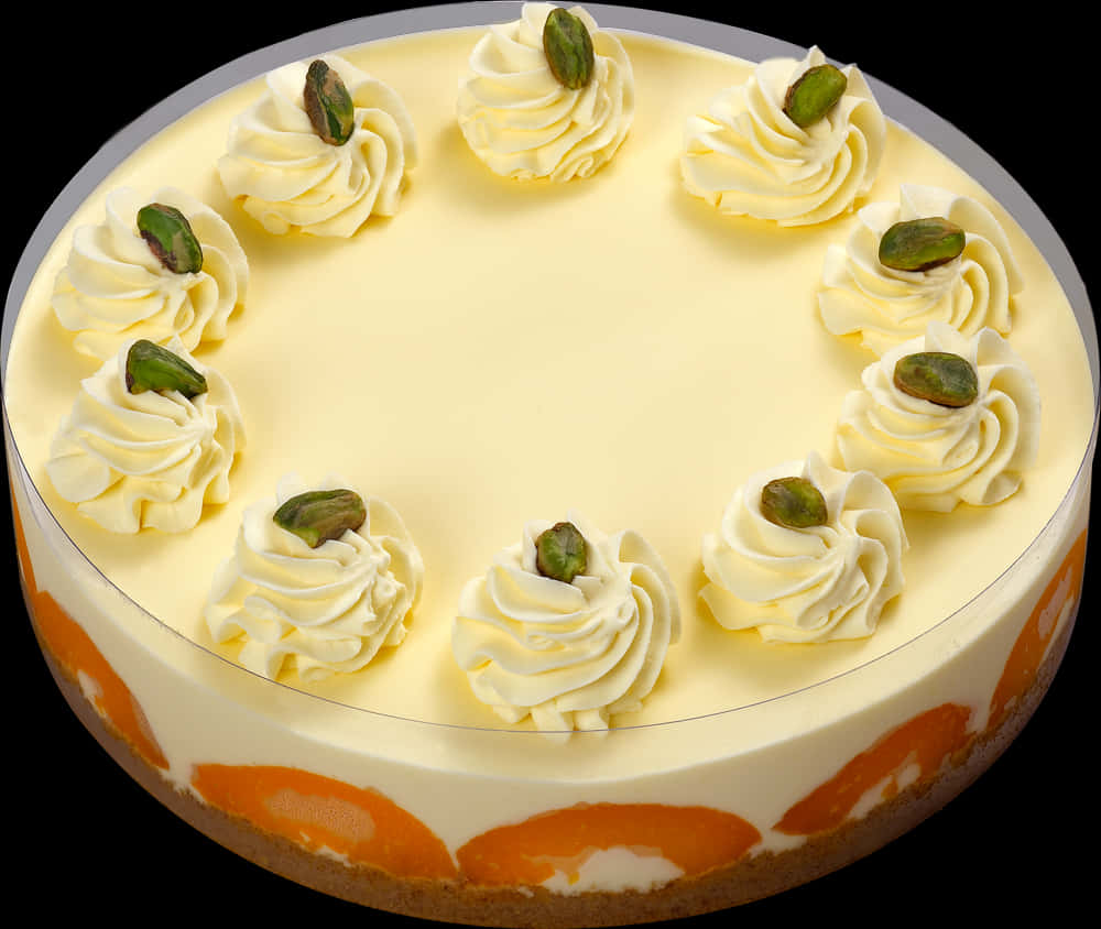 Elegant Pistachio Cream Cake PNG with transparent background