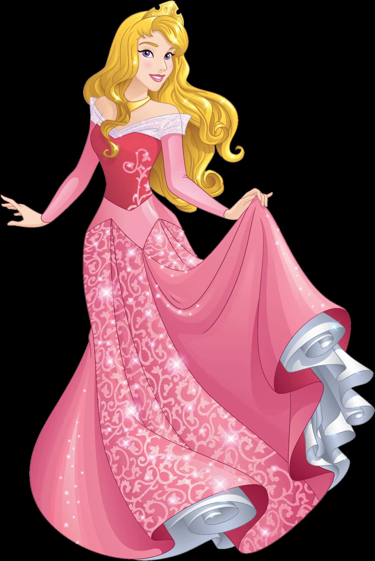 Elegant Princessin Pink Gown PNG with transparent background