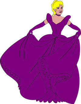Elegant Purple Dress Princess PNG with transparent background