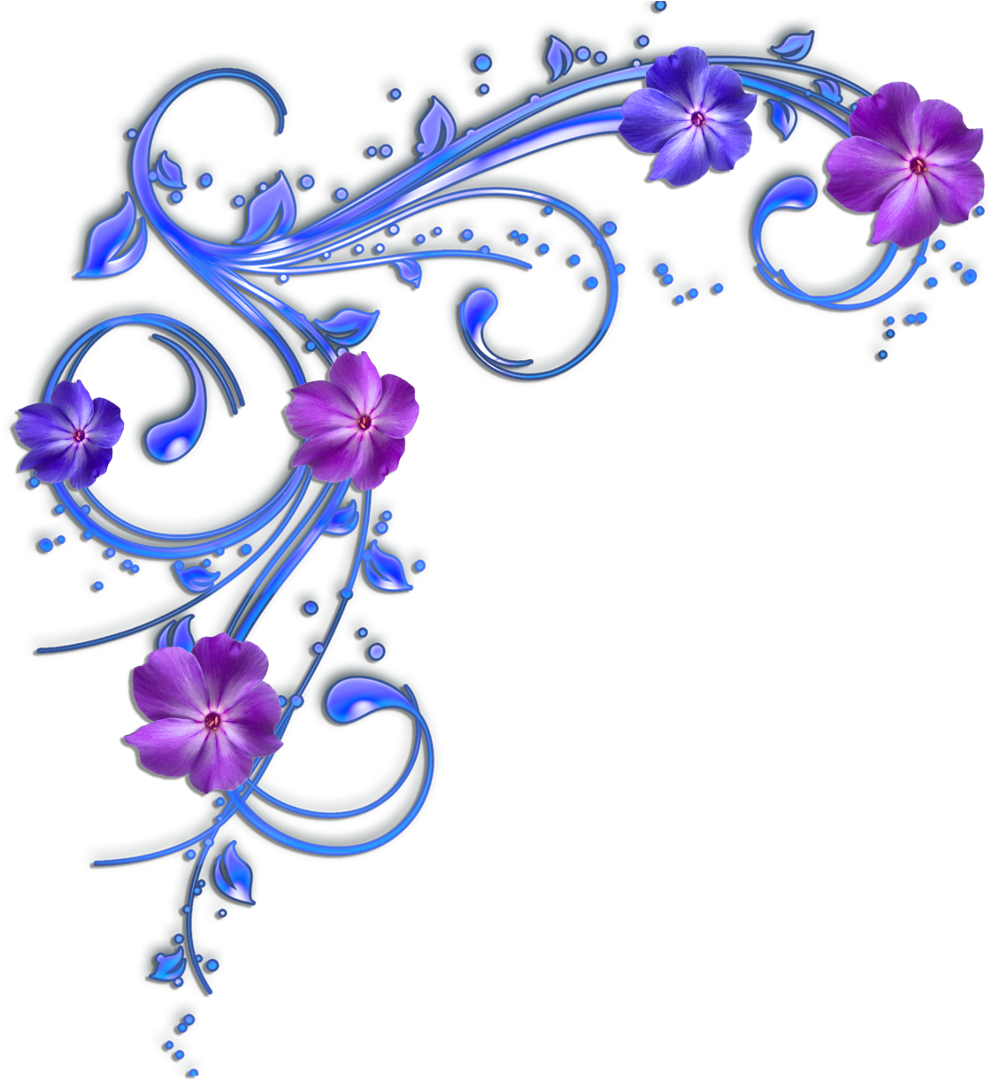 Blue Flower Clipart Border - Purple Blue Flowers Png, Transparent Png PNG with transparent background