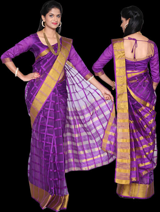 Elegant Purple Saree Model