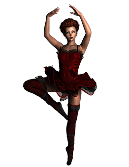 Elegant Red Ballet Dancer3 D PNG image with a transparent background, free high-resolution download