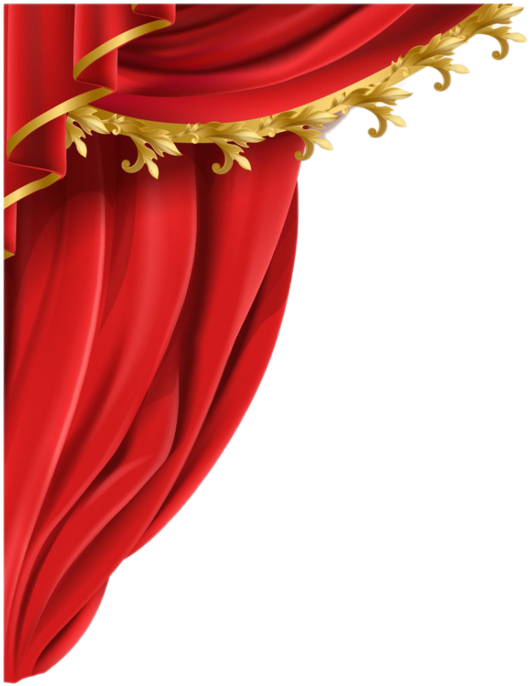 Elegant Red Curtainwith Gold Tassels PNG with transparent background