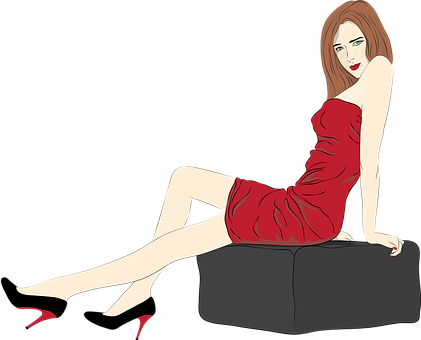 Elegant Red Dress Woman Illustration