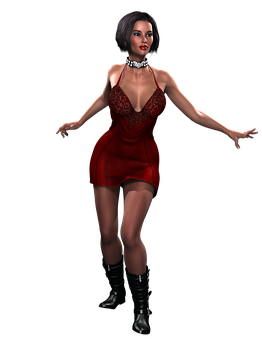 Elegant Red Dress3 D Model