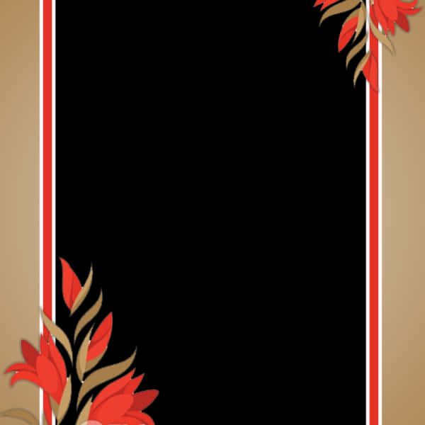 Elegant Red Floral Frame PNG with transparent background