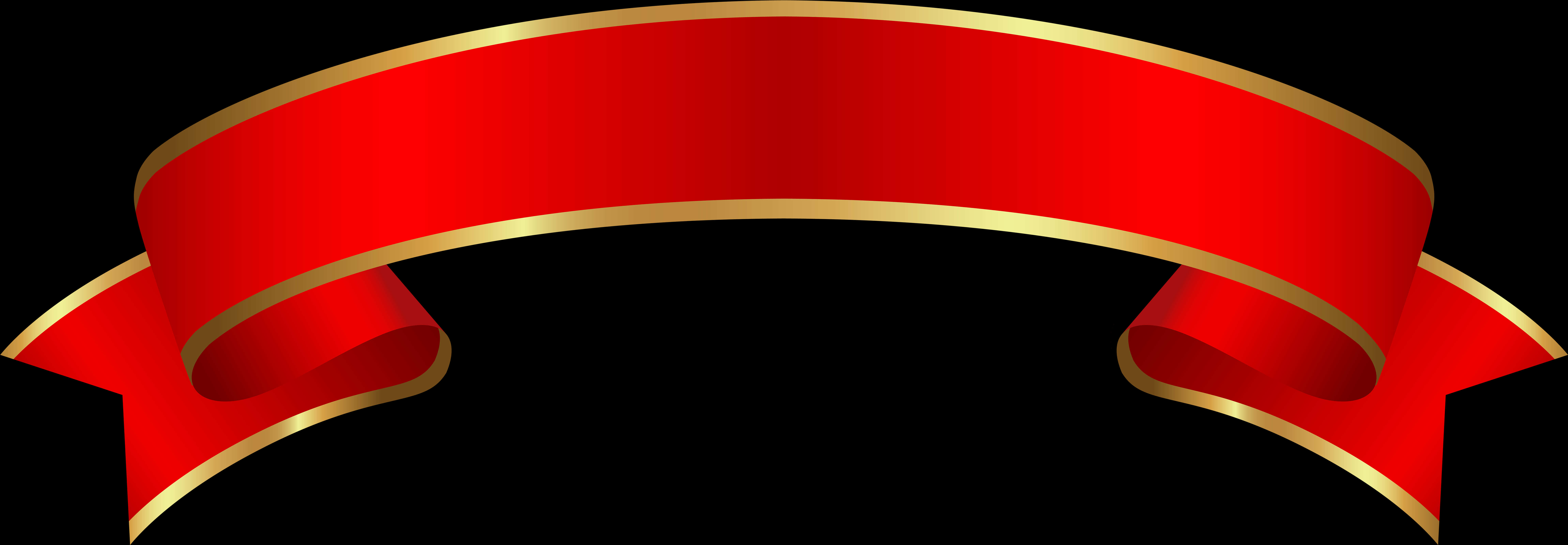 Elegant Red Gold Banner Ribbon PNG image with a transparent background, free high-resolution download