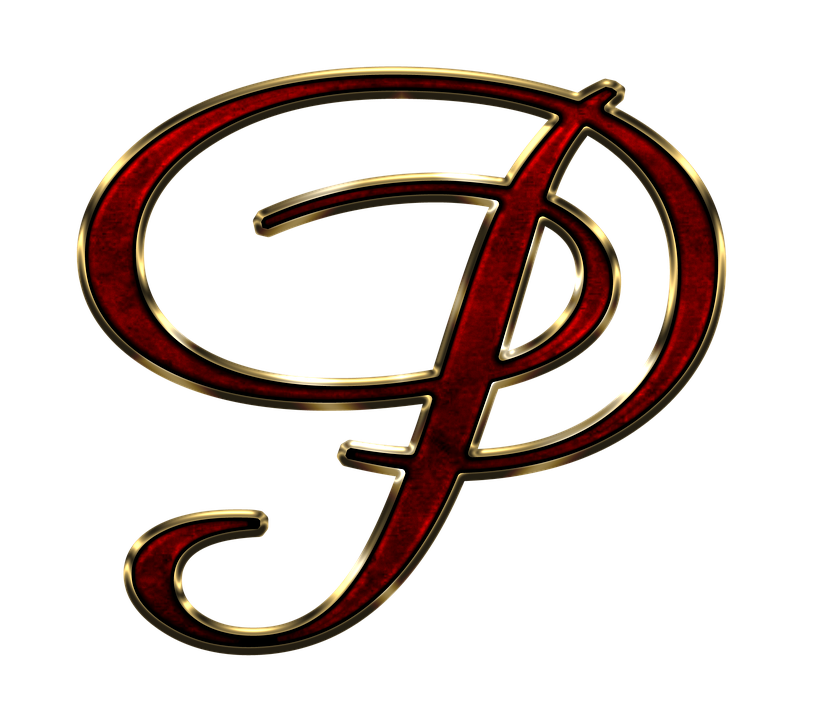 Elegant Red Gold Letter P