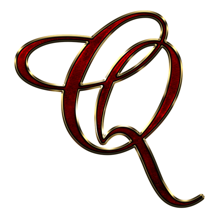 Elegant Red Gold Letter Q