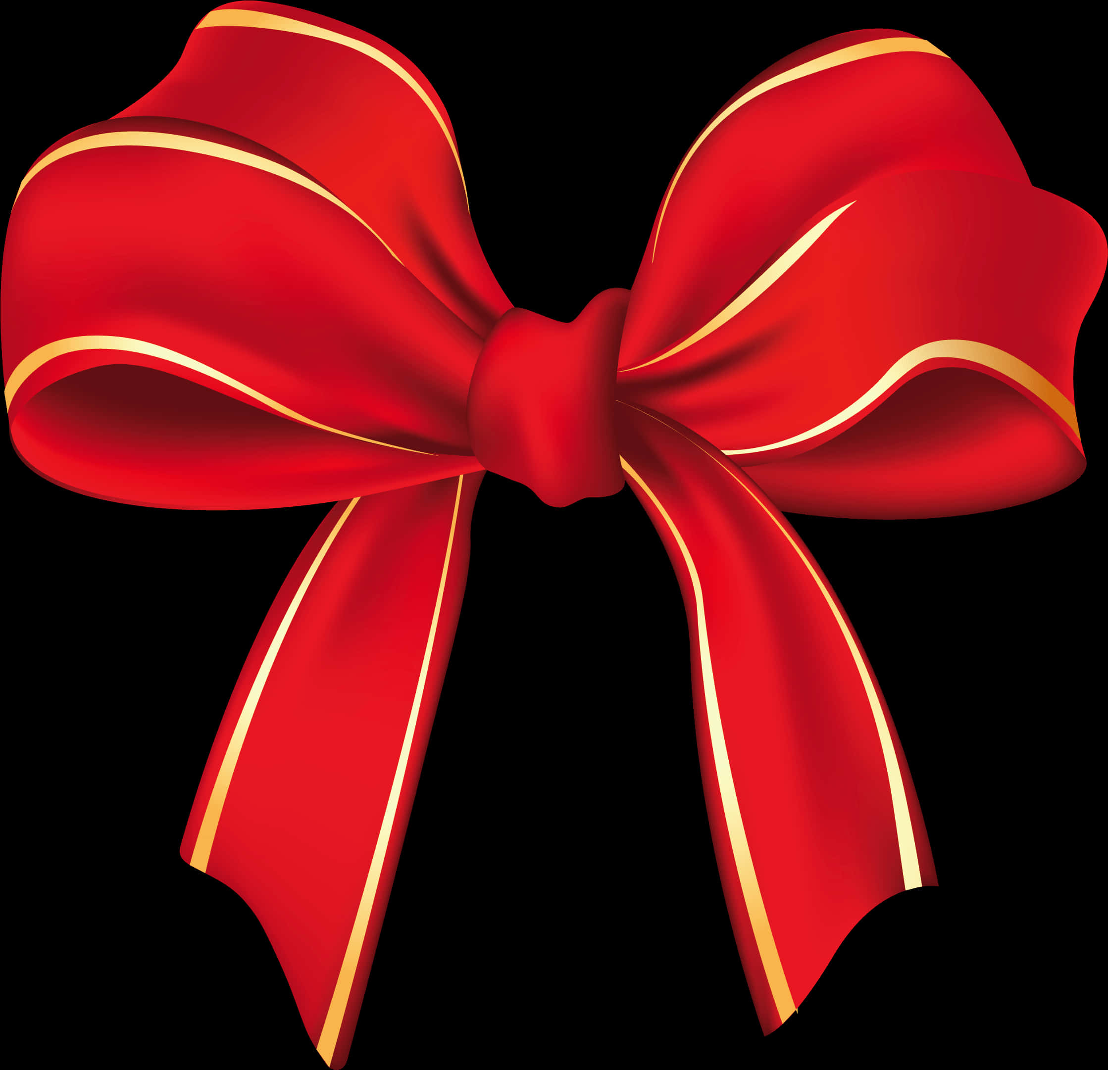 Elegant Red Gold Trimmed Bow PNG with transparent background
