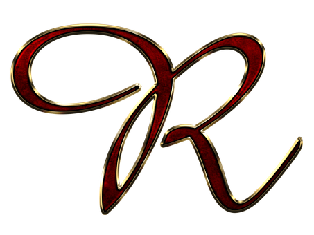 Elegant Red Letter R PNG with transparent background