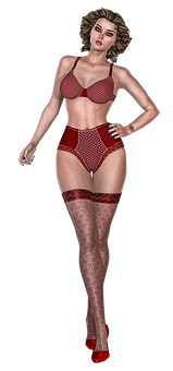 Elegant Red Lingerie3 D Model