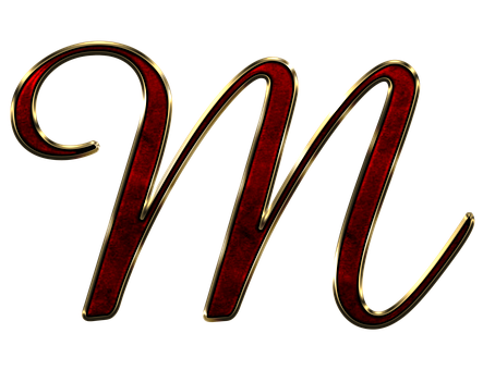 Elegant Red Metallic Letter M