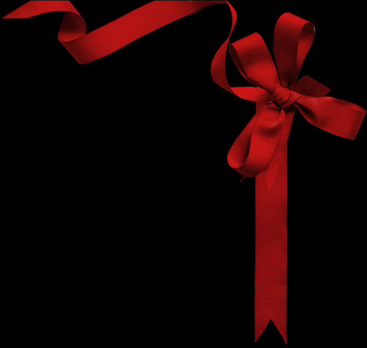 Elegant Red Ribbon Bowon Black Background PNG image with a transparent background, free high-resolution download