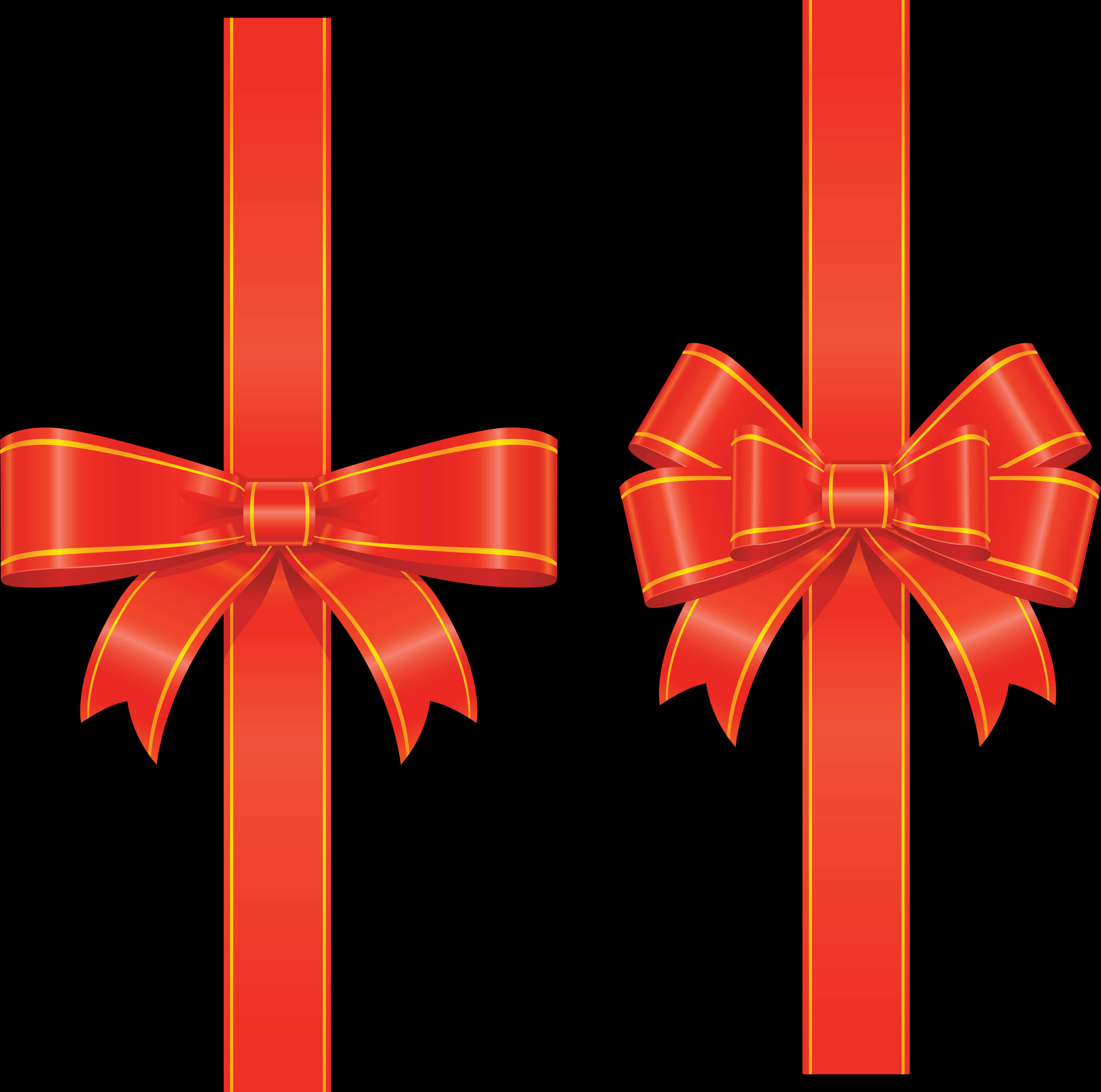 Elegant Red Ribbon Bows PNG image with a transparent background, free high-resolution download