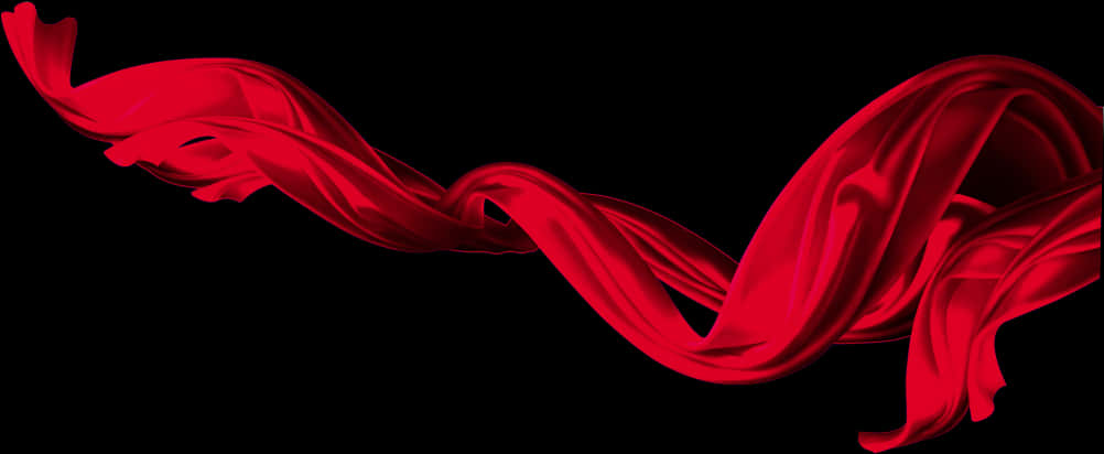 Elegant Red Ribbon Wave PNG image with a transparent background, free high-resolution download