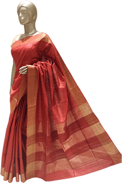 Elegant Red Silk Saree Mannequin