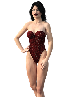 Elegant Red Swimsuit3 D Model PNG with transparent background