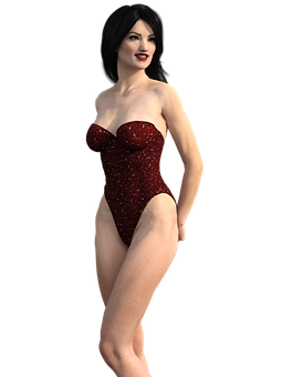 Elegant Red Swimsuit3 D Model