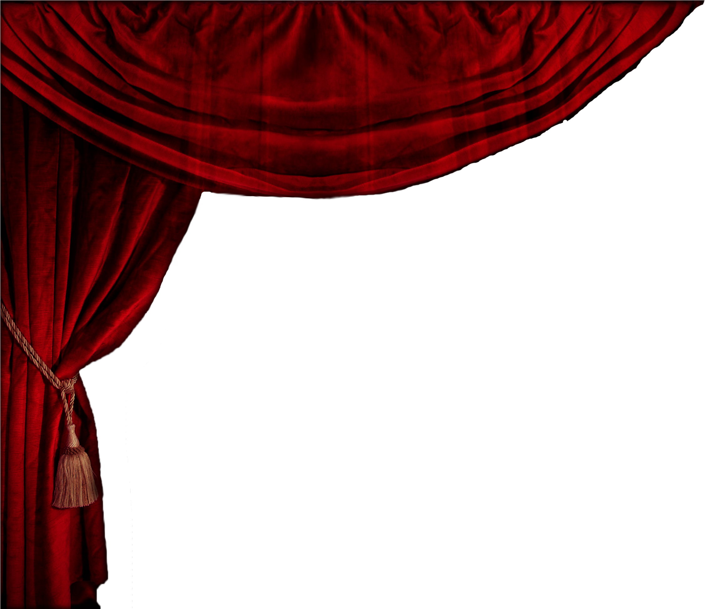 Elegant Red Theater Curtain Drapery PNG with transparent background