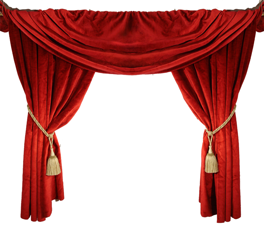 Elegant Red Theater Curtains PNG with transparent background