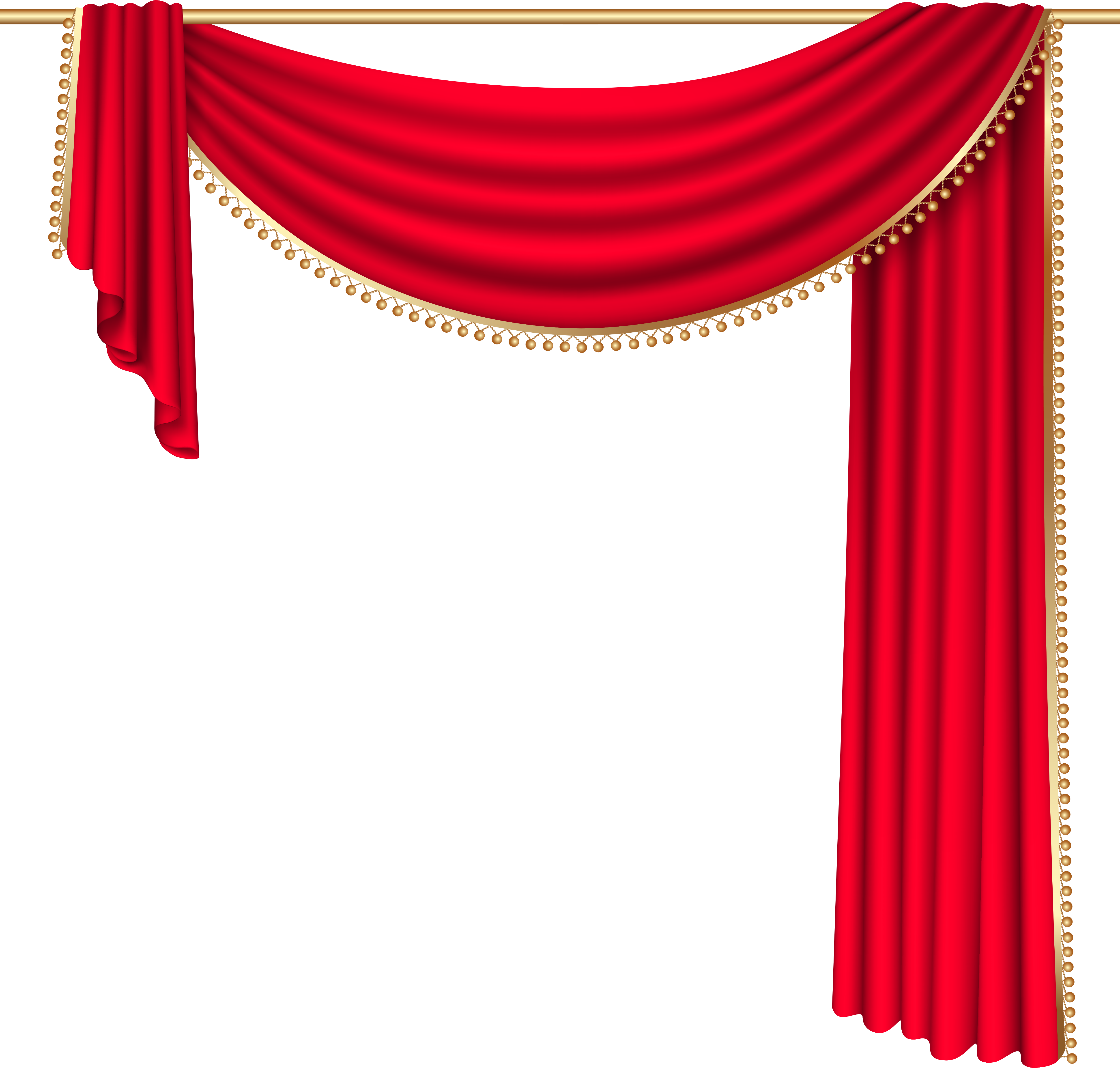 Elegant Red Theater Curtains PNG with transparent background