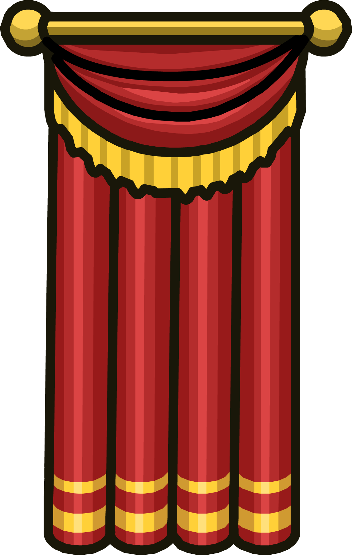 Elegant Redand Gold Curtains PNG with transparent background