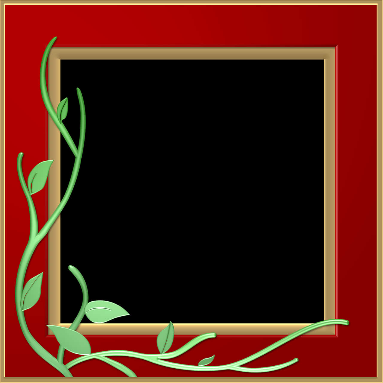 Elegant Redand Gold Framewith Green Vines