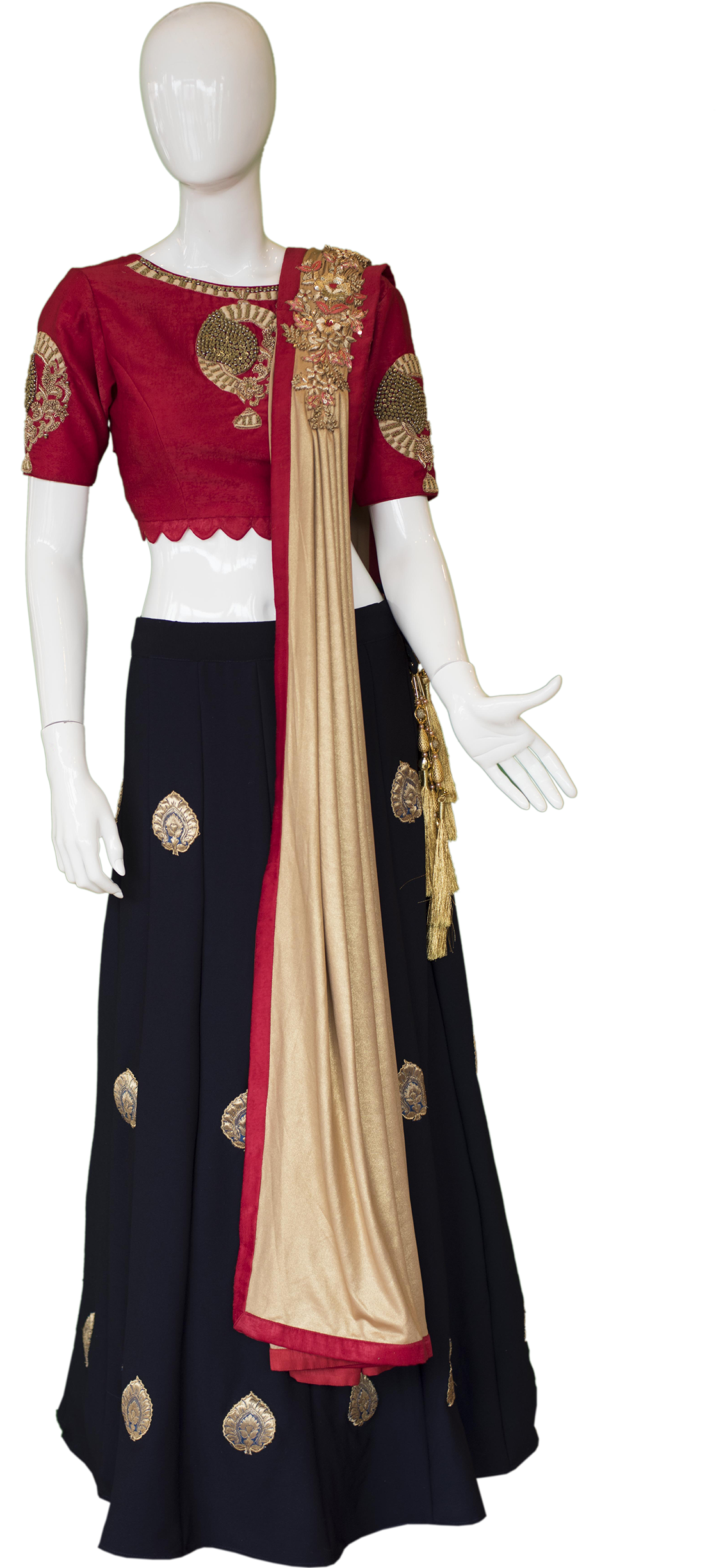 Elegant Redand Gold Lehenga Mannequin