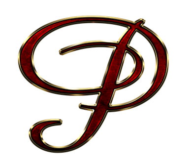 Elegant Redand Gold Letter P PNG with transparent background