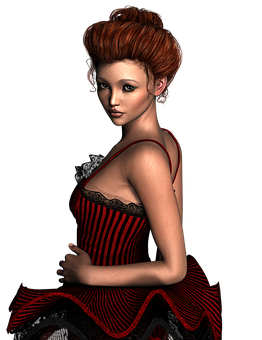 Elegant_ Redhead_3 D_ Character PNG image with a transparent background, free high-resolution download