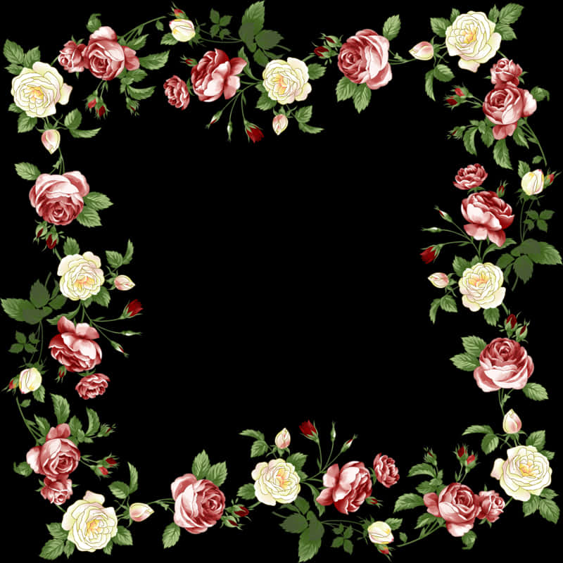 Elegant_ Rose_ Flower_ Border PNG image with a transparent background, free high-resolution download