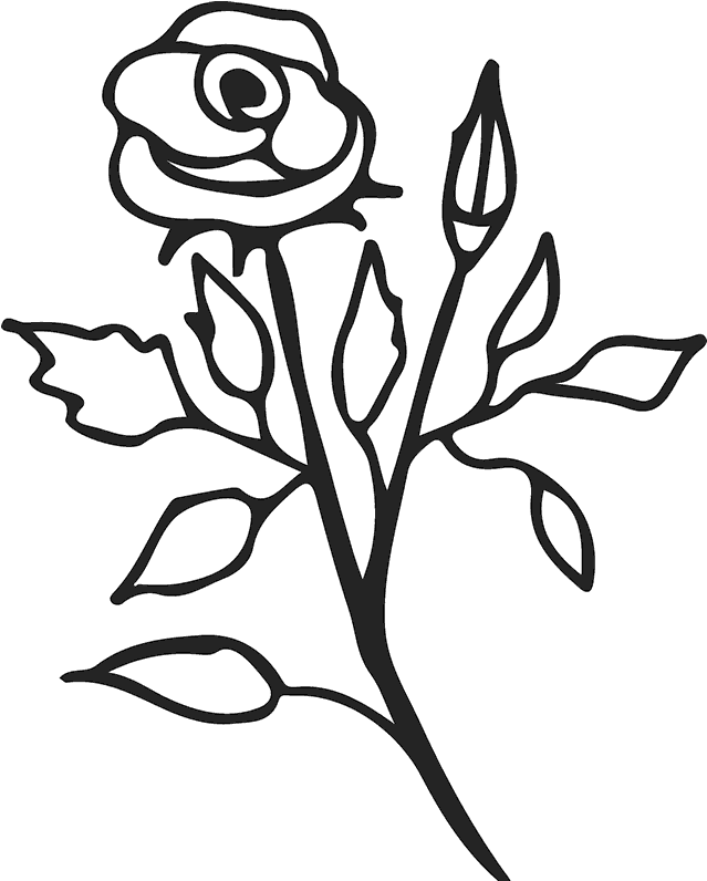 Rose Stem Outline Rubber Stamp - Flower With Stem Outline, HD Png Download PNG with transparent background
