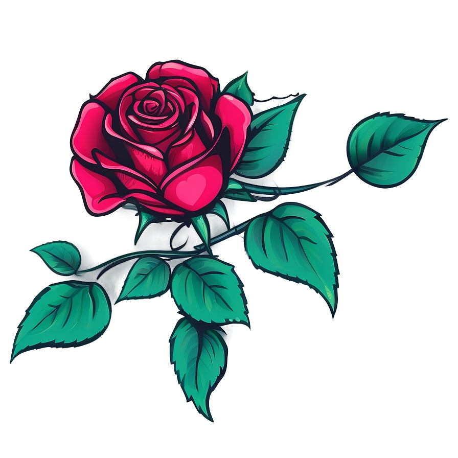 Elegant Rose Tattoo Blueprint Png 91