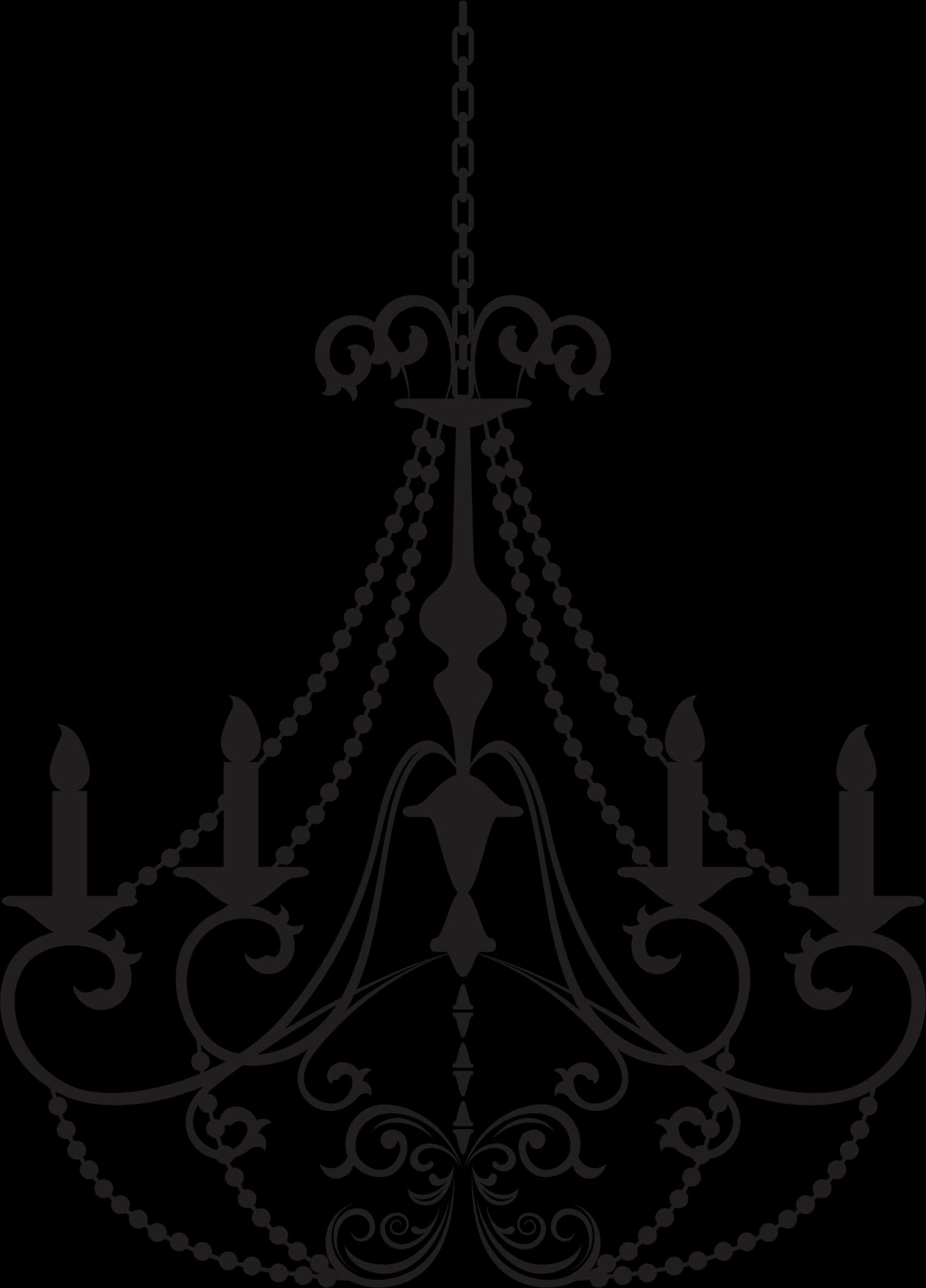Elegant Silhouette Chandelier PNG with transparent background