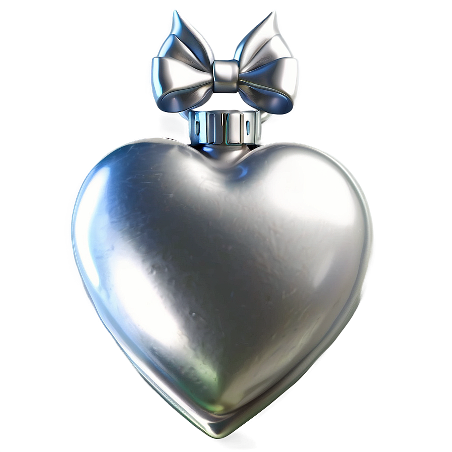 Elegant Silver Heart Design Png 06282024